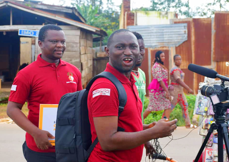 On location shoot for ad campaign for International Breweries